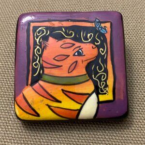 Vintage Cat and Butterfly Pin